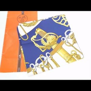 HERMES Scarf Carre Cliquetis Sword Motif 100% Silk